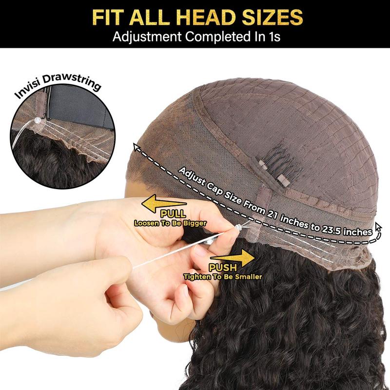 Last Day 70% OFF🔥Pre-Cut Lace Kinky Straight 360 Full Lace Frontal Glueless Wig With Invisi Drawstring Pre Plucked Human Hair Wig