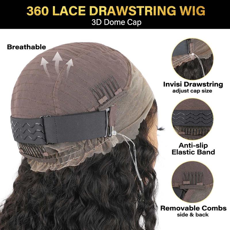 Last Day 70% OFF🔥Pre-Cut Lace Kinky Straight 360 Full Lace Frontal Glueless Wig With Invisi Drawstring Pre Plucked Human Hair Wig