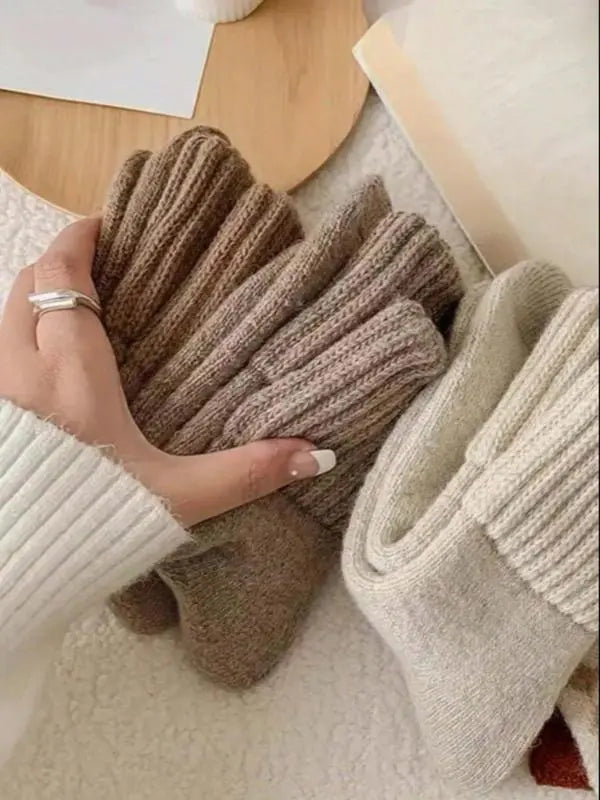 【5Pairs】Nyzfexk Women's Solid Mid-calf Socks, Casual Soft Comfy Warm Socks for Fall & Winter, Women's Socks for Daily Wear