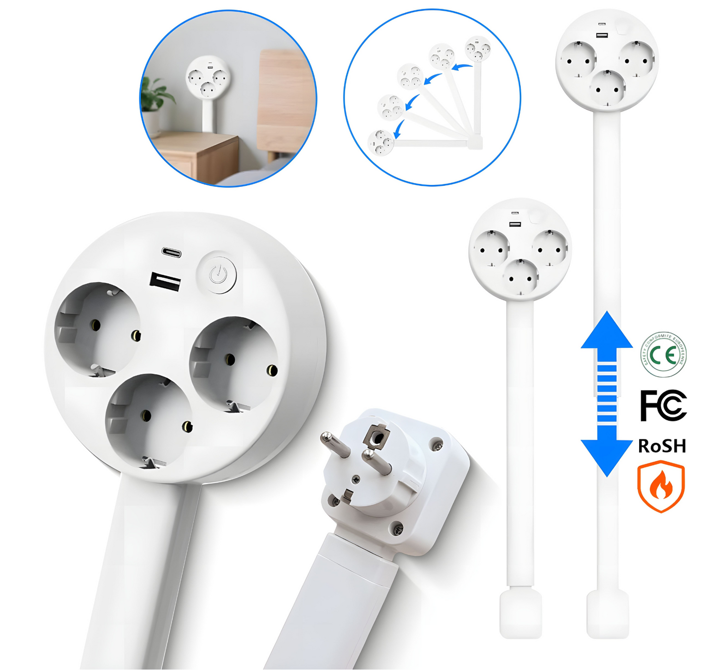 Final 3 hours-60%OFF🔥Uitschuifbaar Stopcontact