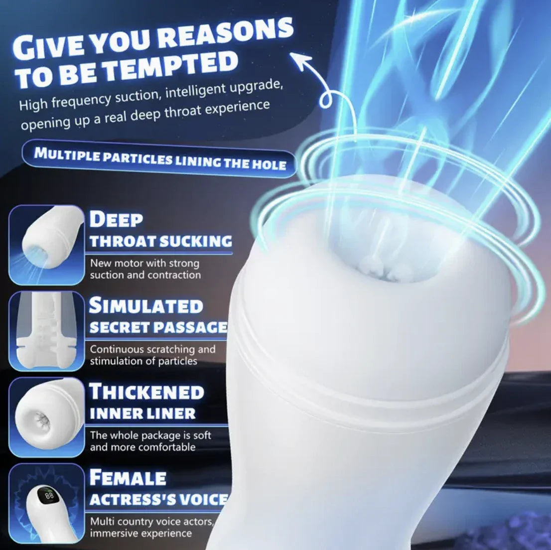 Smart Vibrating & Voice Interactive Male Masturbator - Realistic Feel, Adult Toy for Men