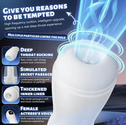 Smart Vibrating & Voice Interactive Male Masturbator - Realistic Feel, Adult Toy for Men