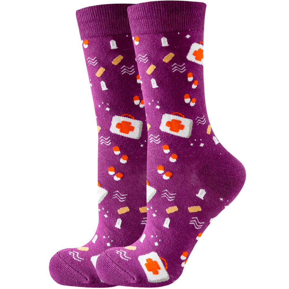 【2 Pairs】🍭 Sock Carnival · Purple Pill