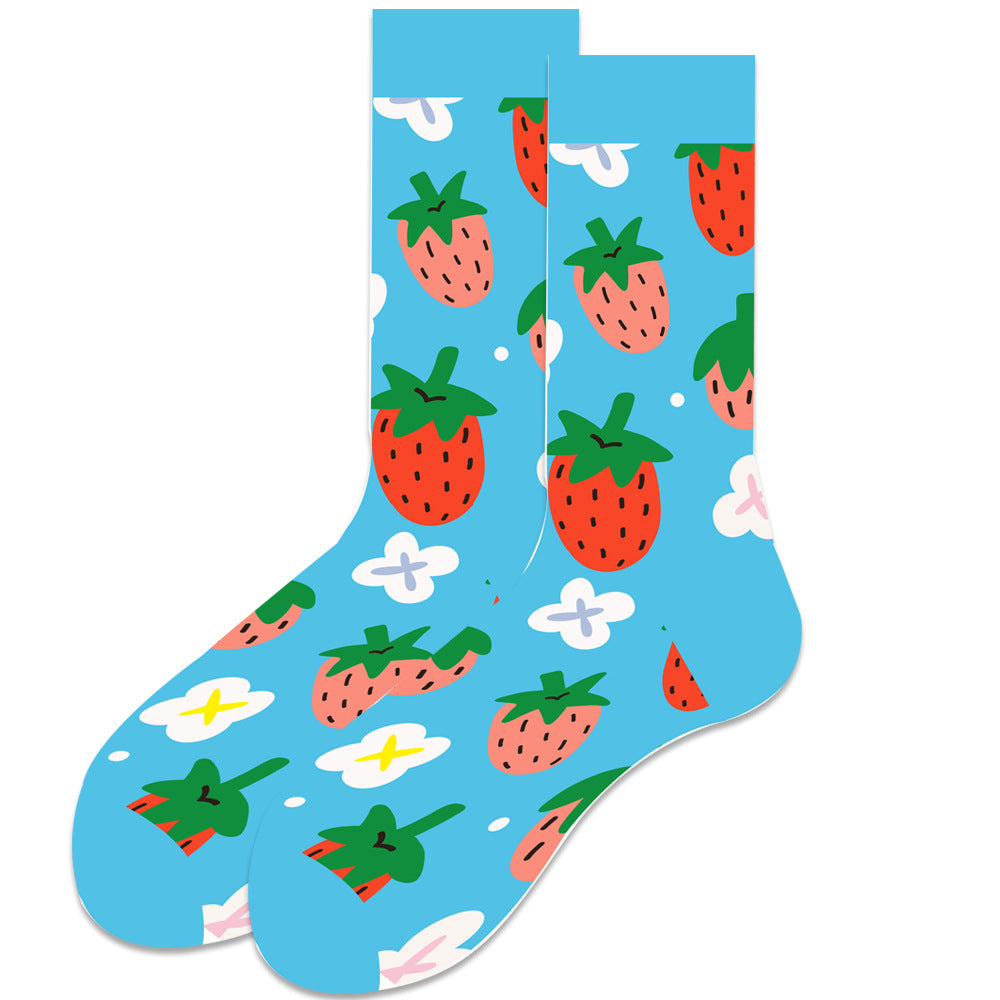 【2 Pairs】🍭 Sock Carnival ·  Blue Strawberry
