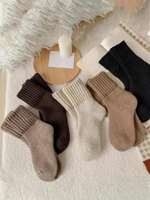 【5Pairs】Nyzfexk Women's Solid Mid-calf Socks, Casual Soft Comfy Warm Socks for Fall & Winter, Women's Socks for Daily Wear