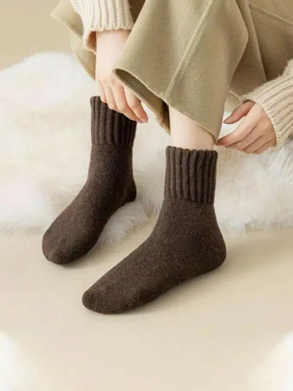 【5Pairs】Nyzfexk Women's Solid Mid-calf Socks, Casual Soft Comfy Warm Socks for Fall & Winter, Women's Socks for Daily Wear