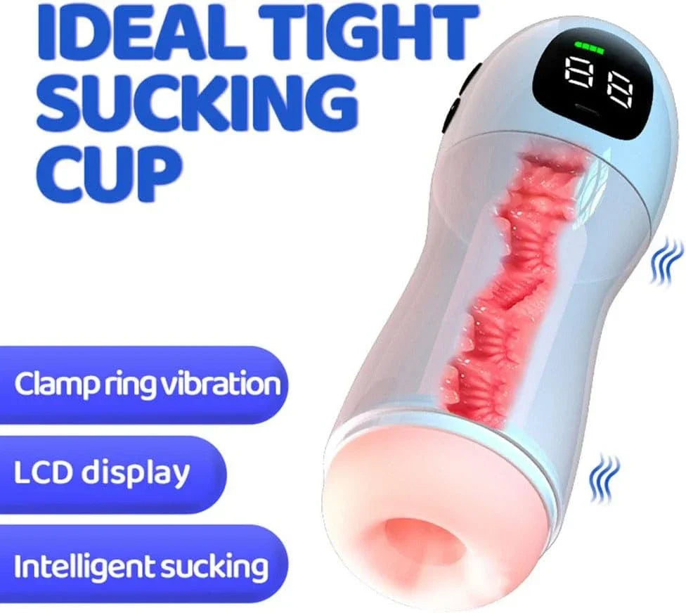Smart Vibrating & Voice Interactive Male Masturbator - Realistic Feel, Adult Toy for Men