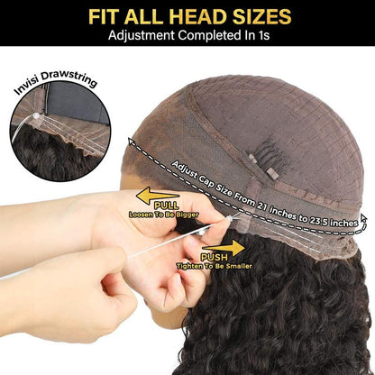 Last Day 70% OFF🔥Pre-Cut Lace Kinky Straight 360 Full Lace Frontal Glueless Wig With Invisi Drawstring Pre Plucked Human Hair Wig