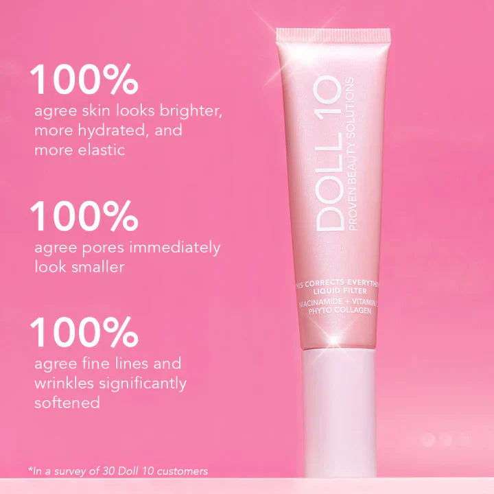 Liquid Filter Foundation 1oz with Smoothing Brush for Flawless Coverage & Niacinamide Infused Makeup Set