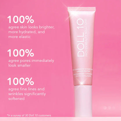 Liquid Filter Foundation 1oz with Smoothing Brush for Flawless Coverage & Niacinamide Infused Makeup Set