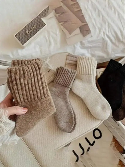 【5Pairs】Nyzfexk Women's Solid Mid-calf Socks, Casual Soft Comfy Warm Socks for Fall & Winter, Women's Socks for Daily Wear