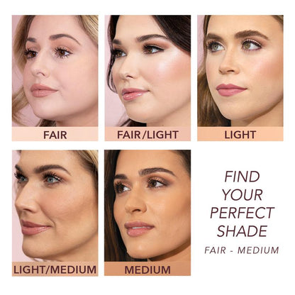 Liquid Filter Foundation 1oz with Smoothing Brush for Flawless Coverage & Niacinamide Infused Makeup Set