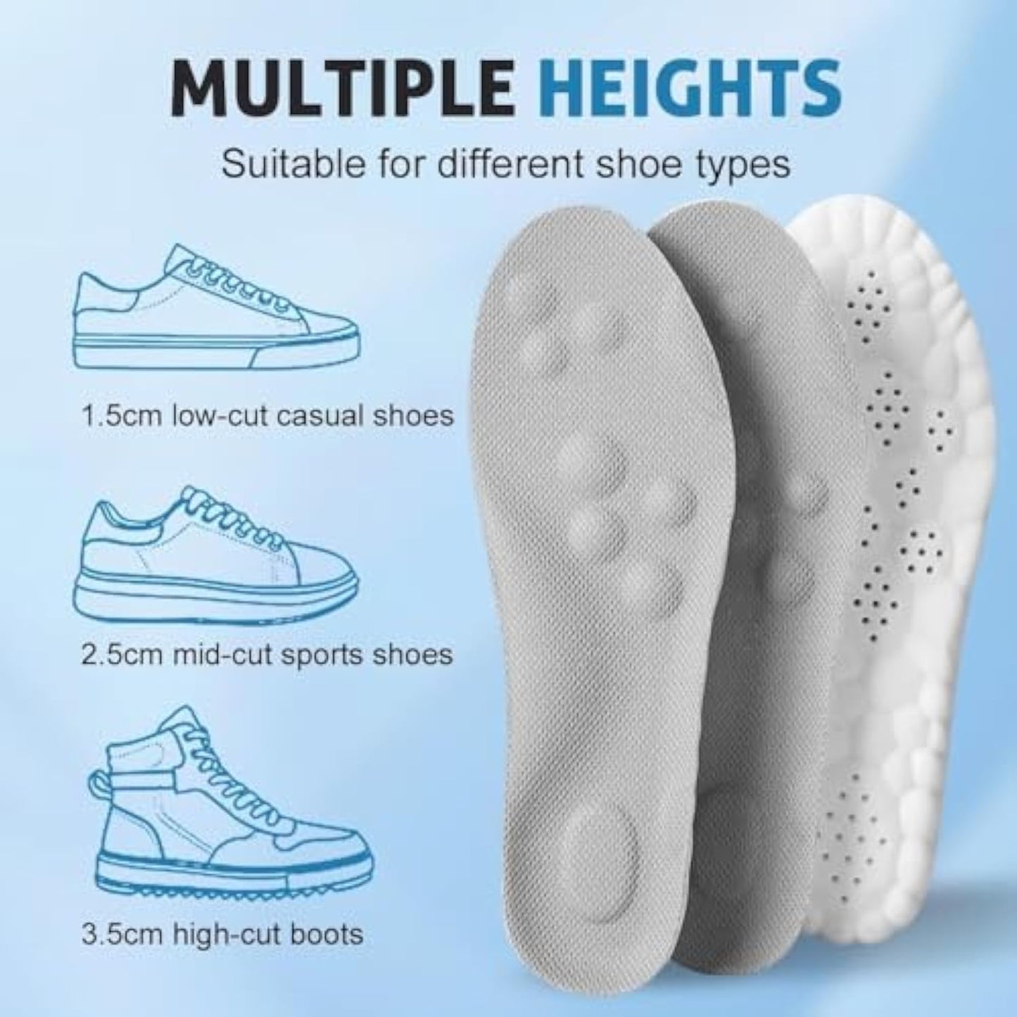 4D Memory Foam Support for Pain-Free Walking